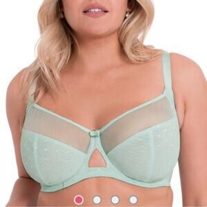 NEW Curvy Kate Victory Polka Dot Balcony Bra in Mint - Size 32H